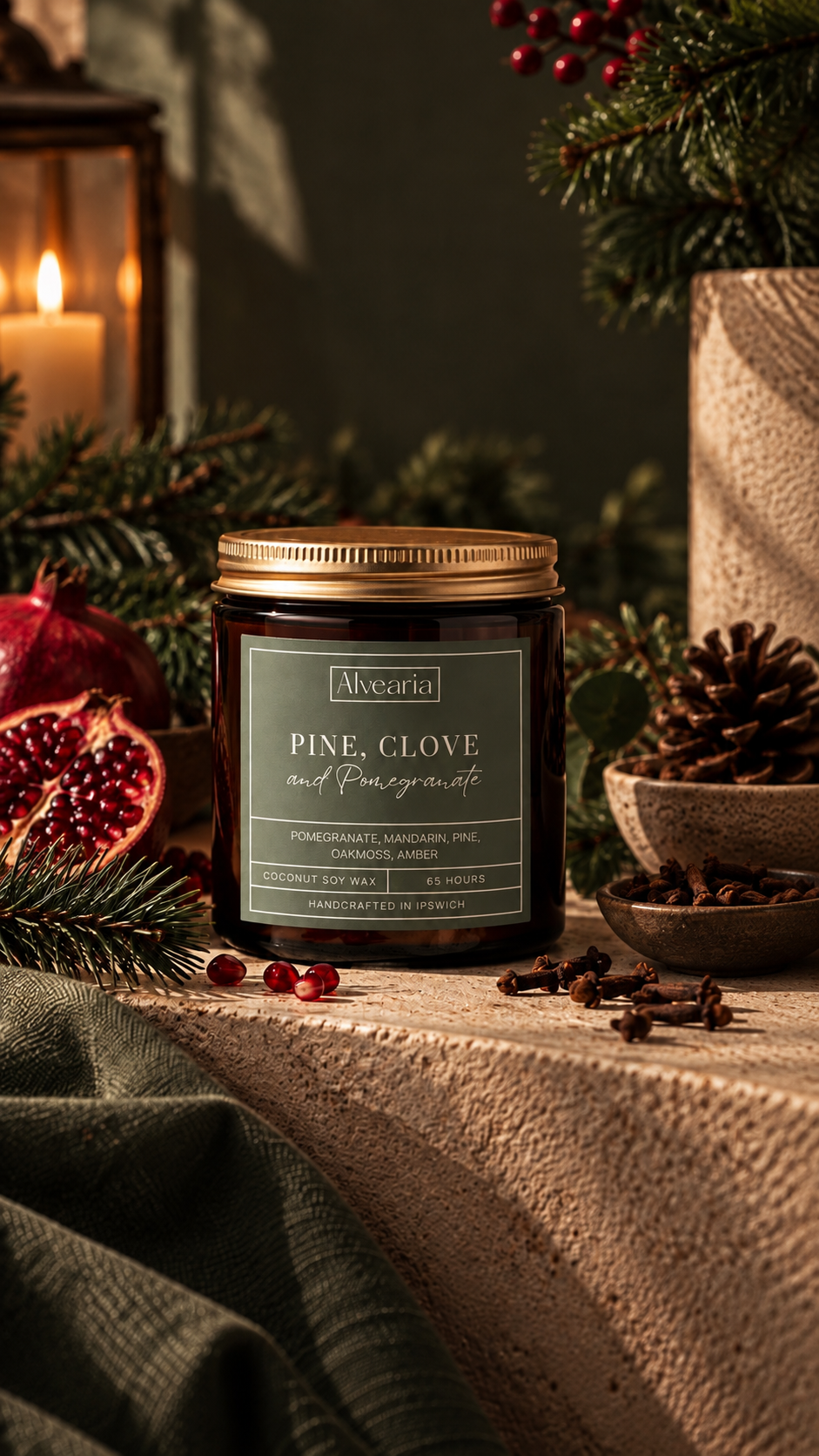 Pine, Clove & Pomegranate Candle